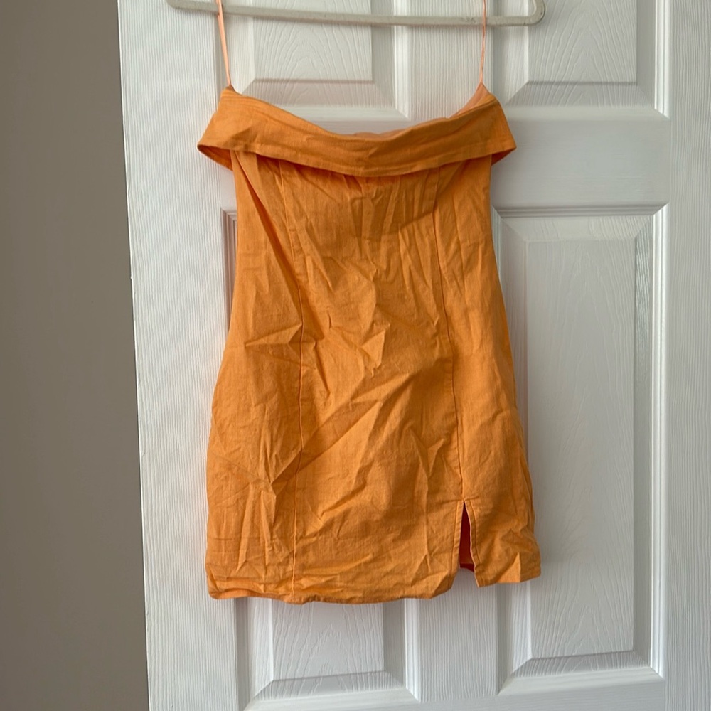 bad pics sorry!! cute orange linen mini dress